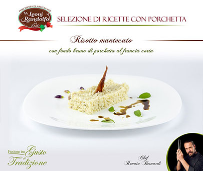 Cremiges Risotto mit Porchetta-Braunsoße